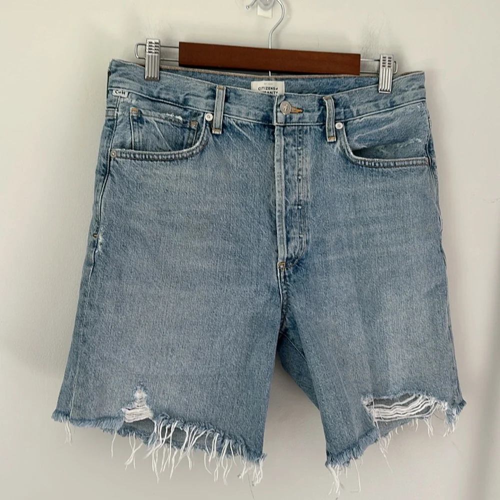 Citizens of Humanity Camilla Frayed Hem button fly Shorts Summer Shower - Picture 3 of 8